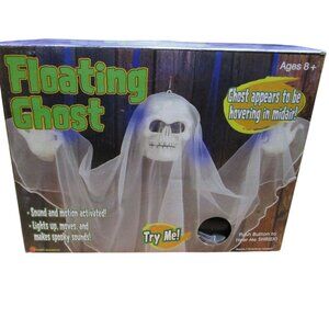 Vintage Gemmy Floating Ghost Light Sound Motion Activated Halloween Works GUC